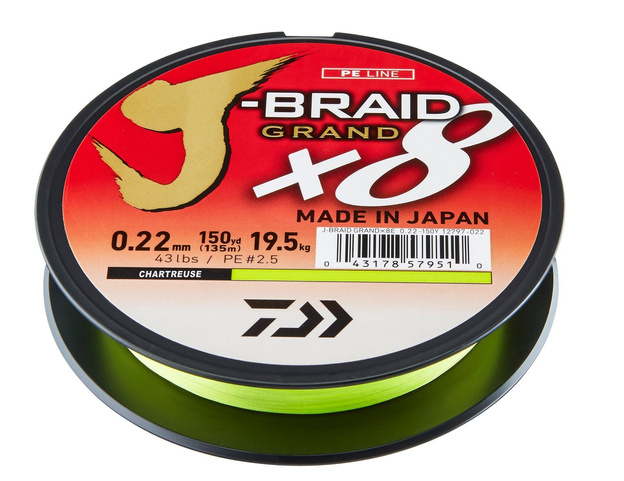 PLECIONKA DAIWA J-BRAID GRAND X8 CHARTREUSE 135m