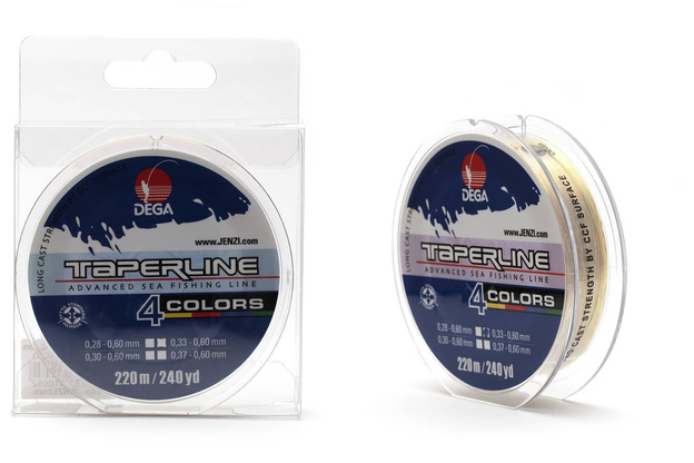 ŻYŁKA DEGA TAPER LINE 4-KOLOROWA 0,28mm-0,60mm/220m