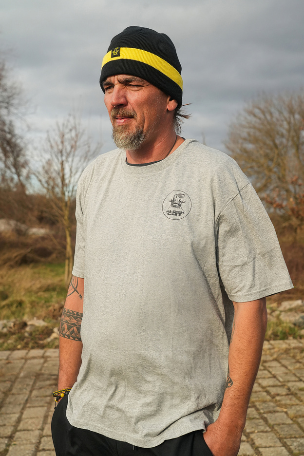 T-SHIRT BLACK CAT GREY MARL