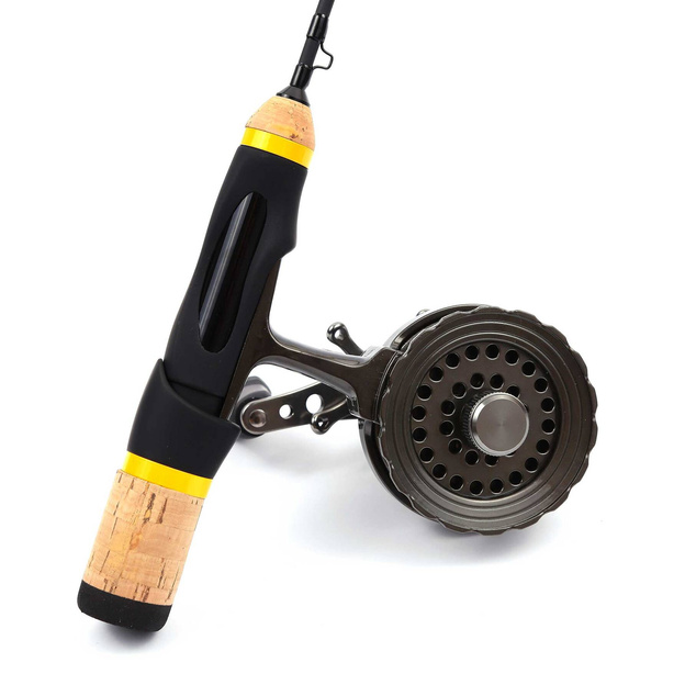 WĘDKA PODLODOWA Z KOŁOWROTKIEM KINETIC YELLOW ICE 48cm