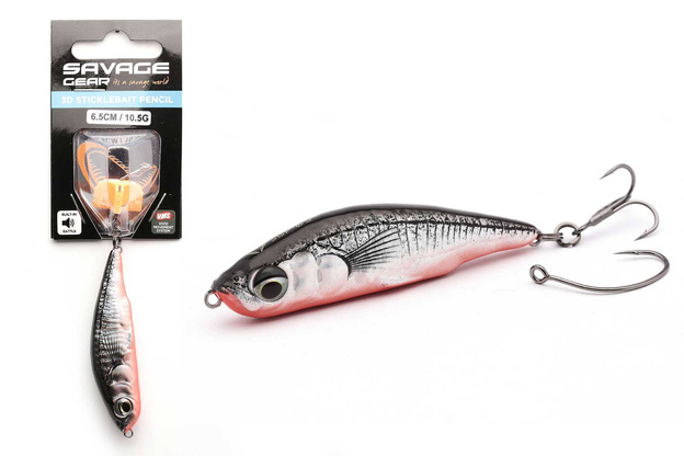 WOBLER SAVAGE GEAR 3D STICKLEBAIT PENCIL - BLACK RED