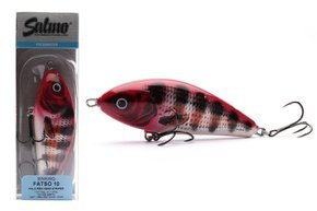 QFA049 - SALMO WOBLER FATSO SINKING 10cm - HOLO RED HEAD STRIPER