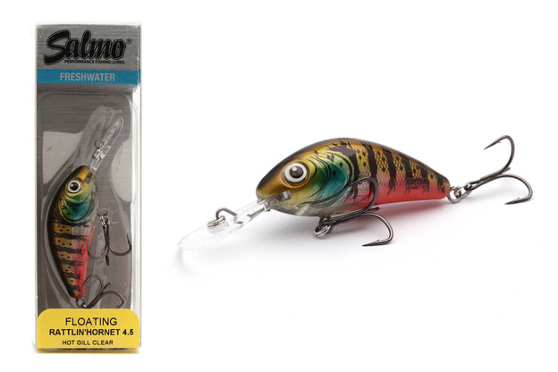WOBLER SALMO RATTLIN HORNET F 4,5cm - HOT GILL CLEAR