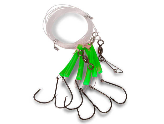 ZESTAW AQUANTIC NA KARMAZYNA CIRCLE HOOK 8/0 - FLUO GREEN