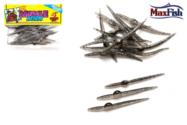 LCMW433 - LUNKER CITY GUMA MUSCLE WORM 4" SLVR PPR SHNR -15szt