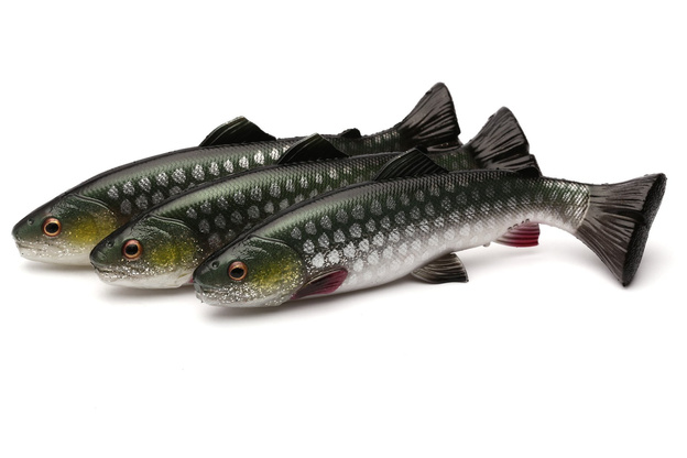 718 - SAVAGE GEAR GUMA 3D CRAFT TROUT PULSETAIL - GREEN SILVER