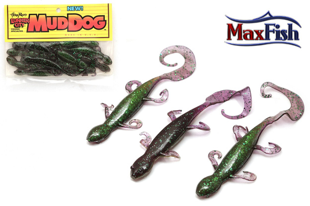 LCMD72 - LUNKER CITY GUMA MUD DOG JUNE BUG/LIME BELLY