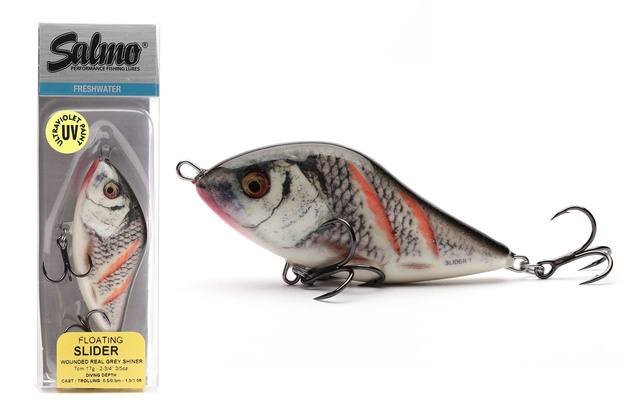 WOBLER SALMO SLIDER FLOATING 10cm - WOUNDED REAL GREY SHINER