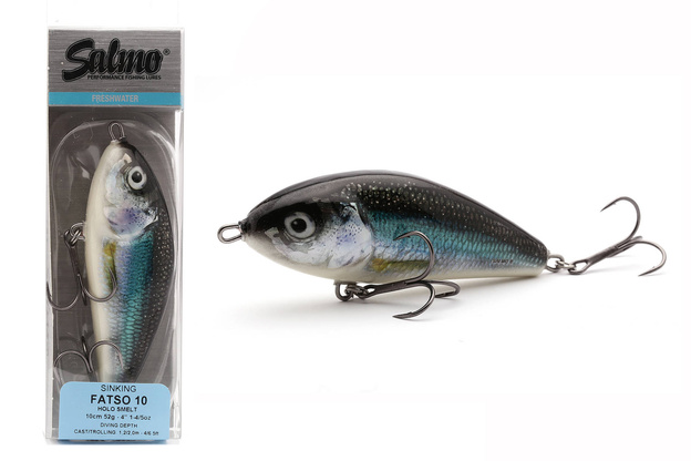 WOBLER SALMO FATSO SINKING 10cm - HOLO SMELT