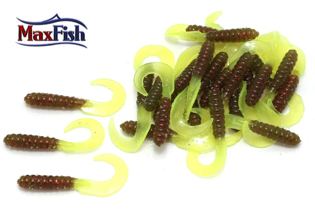 GUMY YUM WALLEYE GRUB AVACADO RED/CHARTE 7,5cm/25szt