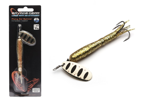 OBROTÓWKA SAVAGE GEAR FLYING EEL SPINNER - FLUO ORANGE/GOLD