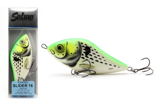WOBLER SALMO SLIDER SINNKING 16cm - LIME SLIDE