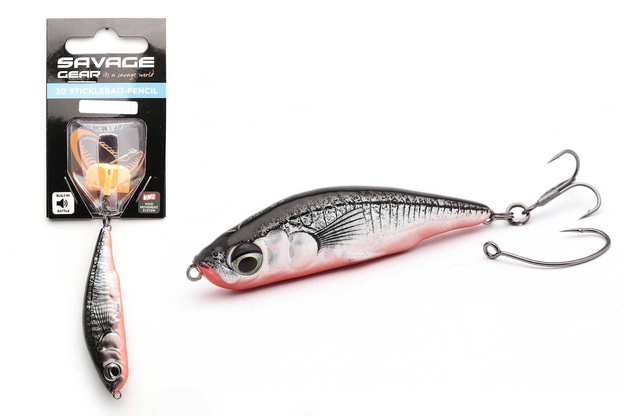 WOBLER SAVAGE GEAR 3D STICKLEBAIT PENCIL SS - BLACK RED