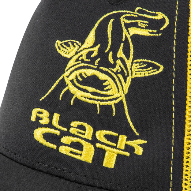 CZAPKA Z DASZKIEM BLACK CAT BLACK AND YELLOW TRUCKER