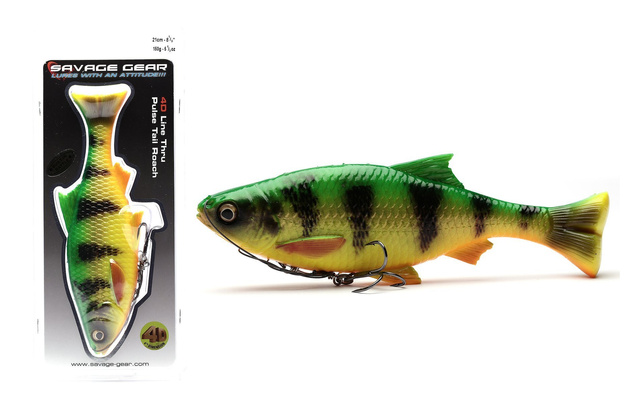 637 - SAVAGE GEAR GUMA 4D LINE THRU PULSE TAIL ROACH-FIRETIGER