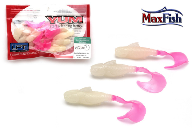 GUMY YUM SAMURAI CURLY GLOW FIRE TAIL 7,6cm/10szt
