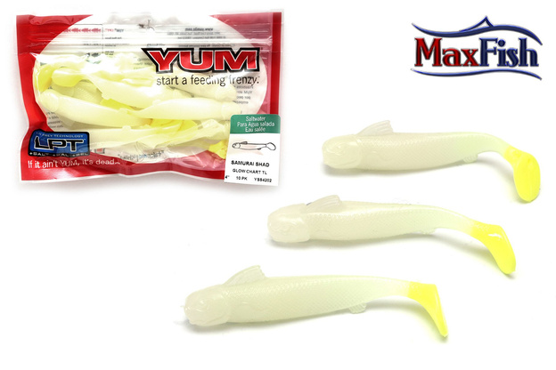 GUMY YUM SAMURAI SHAD GLOW CHART TL 10cm/10szt