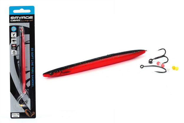 PRZYNĘTA SAVAGE GEAR 3D SOFT LINE THRU SANDEEL 12,5cm - RED N BLACK