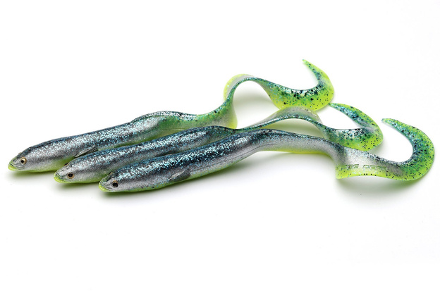 GUMA SAVAGE GEAR 3D REAL EEL - GREEN YELLOW GLITTER