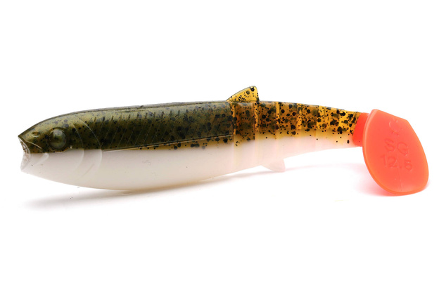 GUMA SAVAGE GEAR CANNIBAL SHAD - OLIVE HOT ORANGE