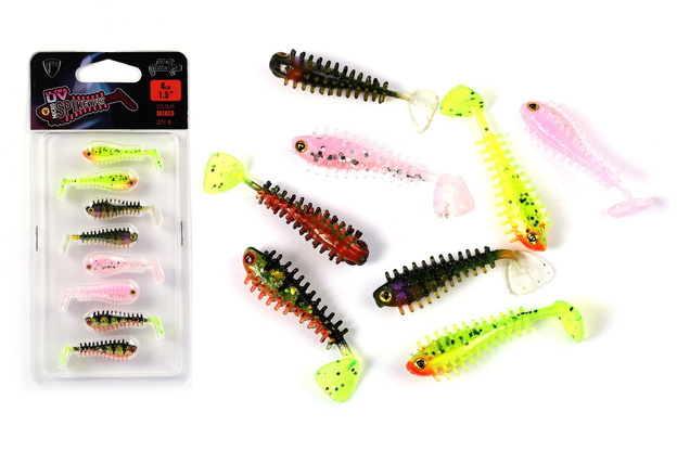 ZESTAW GUMvFOX RAGE MICRO SPIKEY FRY UV MIXED 8szt