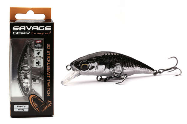 WOBLER SAVAGE GEAR 3D STICKLEBAIT TWITCH - BLACK SILVER