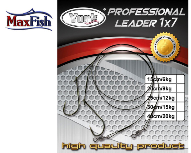 PRZYPON PROFESSIONAL YORK Z HAKIEM 1x7 15/30cm